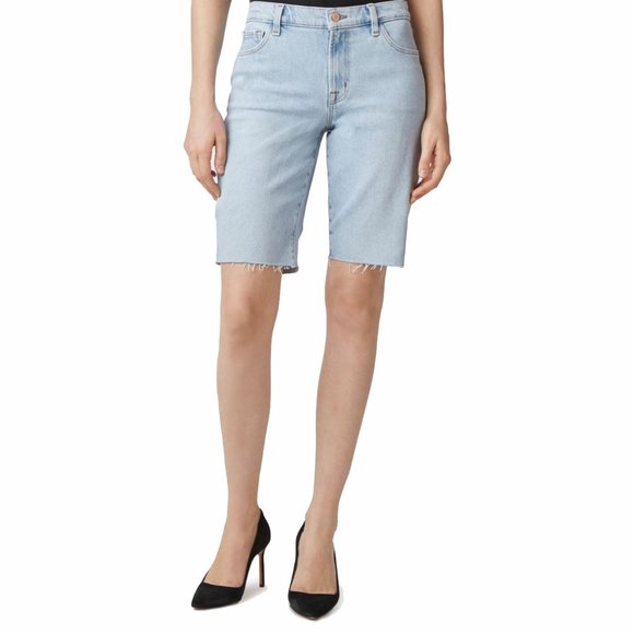 J Brand Bermuda Jean Shorts Women High Rise Cutoff Frayed Light Blue Denim 28 - Picture 1 of 9